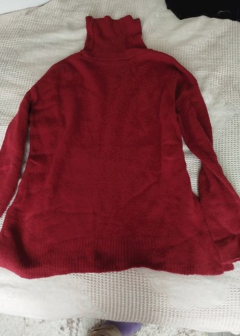 bordo Balıkçı Yaka Kadın Triko Kazak - Görsel 2