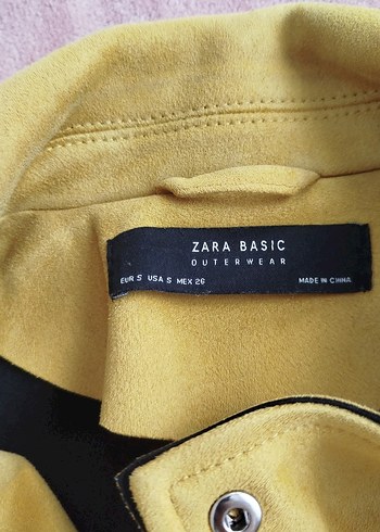 Sarı Süet Mini Kadın Deri Ceket - Görsel 4