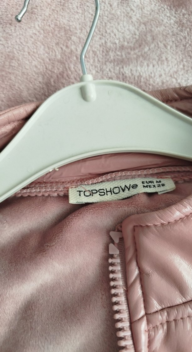 Pembe Deri Mini Fermuarlı Kadın Ceket - Görsel 5