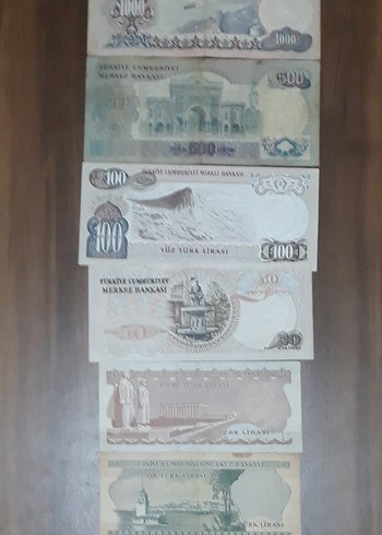 Çok Renkli Eski Türk Lirası Banknot Seti