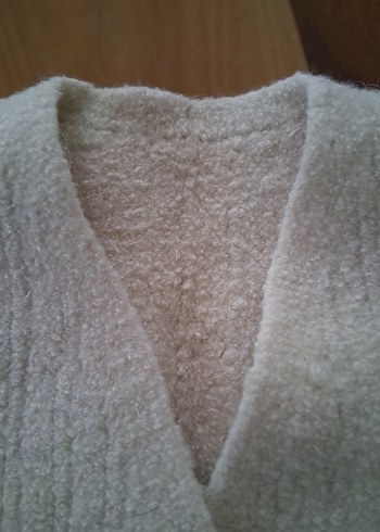 Kadın Gri Keten Örgü V Yaka Yelek - Görsel 4