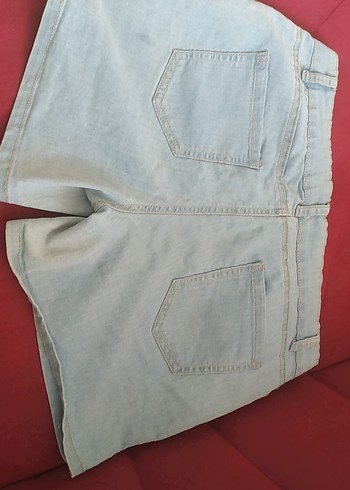 l Beden mavi Renk Düğmeli Mini Mavi Denim Şort