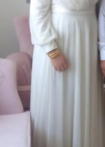 Abiye Uzun Kollu Beyaz Bohem Düğün Elbisesi