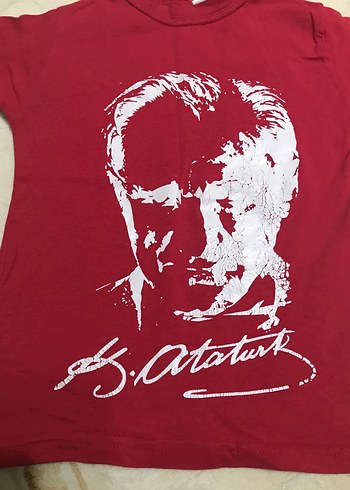 Kırmızıa Atatürk Baskılı Erkek Çocuk Tişört - Görsel 3