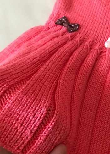 Kız Çocuk Pembe Örgü Elbise - Görsel 4