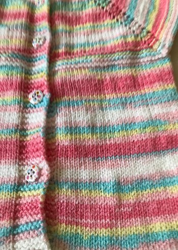 Çok Renkli Örgü Kız Çocuk Kolsuz Hırka - Görsel 2