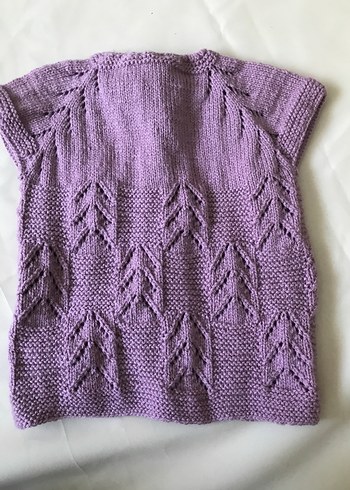 Kızlar için Mor Örgü Kolsuz Hırka - Görsel 3