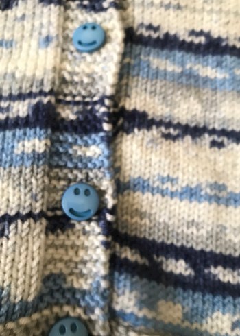 Mavi Gri Örgü Erkek Çocuk Kısa Kollu Hırka - Görsel 3