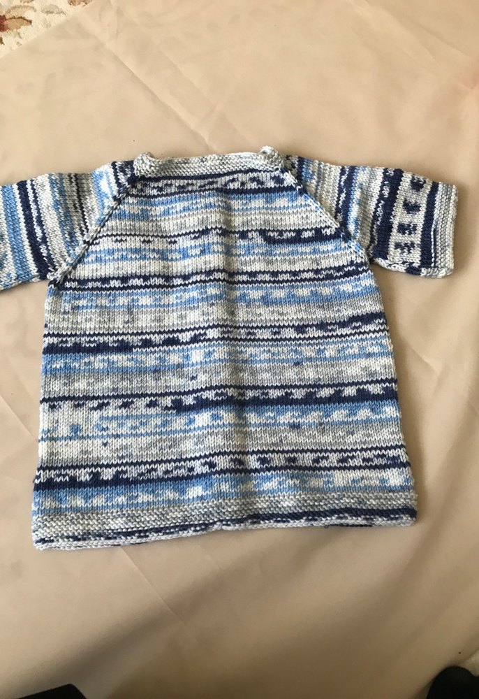 Mavi Gri Örgü Erkek Çocuk Kısa Kollu Hırka - Görsel 4