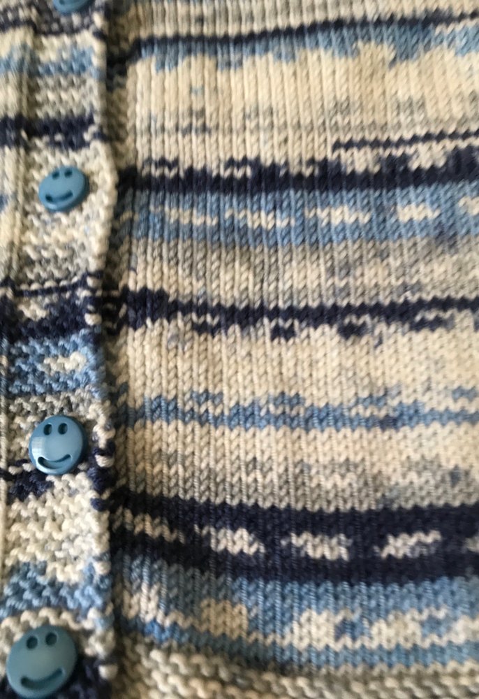 Mavi Gri Örgü Erkek Çocuk Kısa Kollu Hırka - Görsel 2