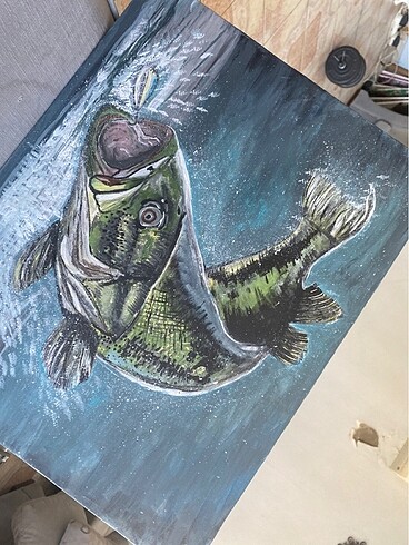  Beden Tuval tablo akrilik balık
