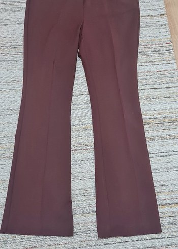 Bordo Pilili Kadın Kumaş Pantolon - Görsel 2