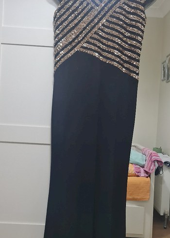 Siyah Payetli abiye - Görsel 3