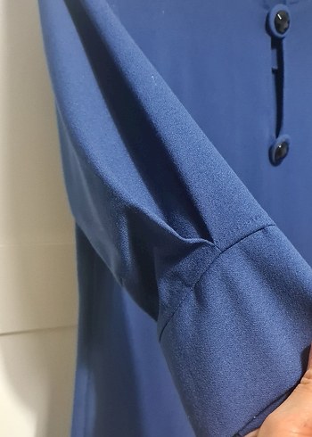 Kısa Kollu Lacivert Midi Kadın Elbise - Görsel 2