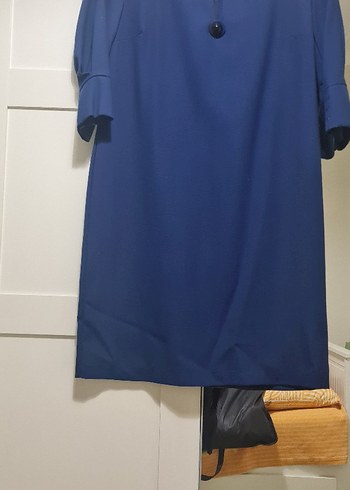 Kısa Kollu Lacivert Midi Kadın Elbise - Görsel 4