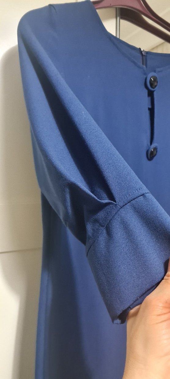 Kısa Kollu Lacivert Midi Kadın Elbise - Görsel 2