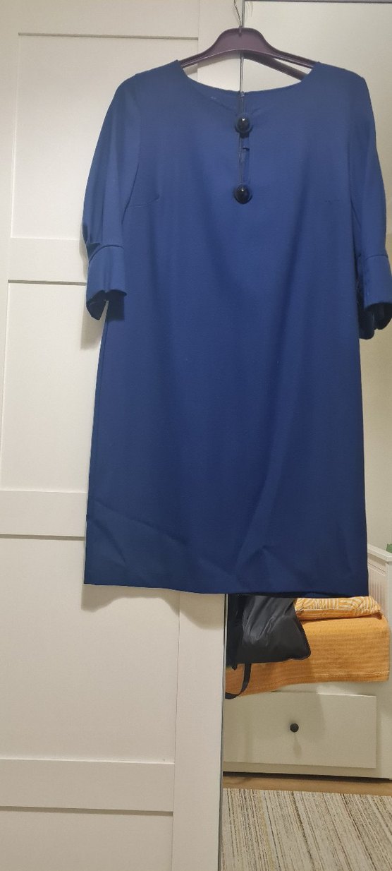 Kısa Kollu Lacivert Midi Kadın Elbise - Görsel 4