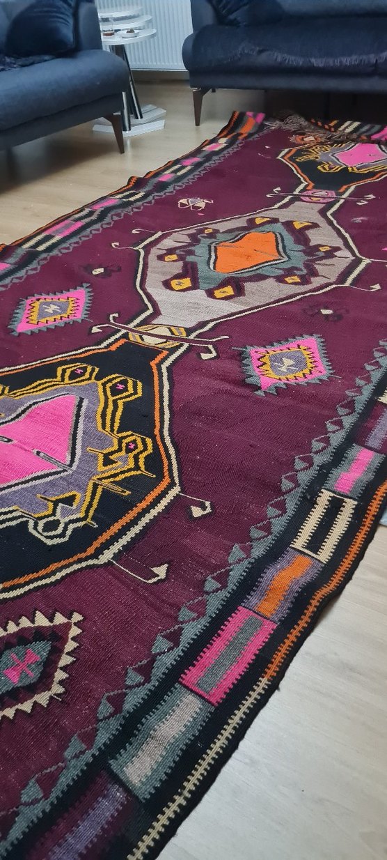 Çok Renkli Desenli Geleneksel yun kilim - Görsel 2