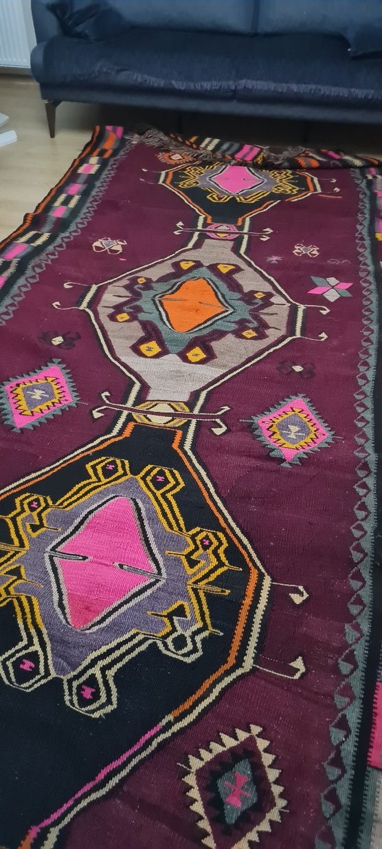 Çok Renkli Desenli Geleneksel yun kilim - Görsel 4