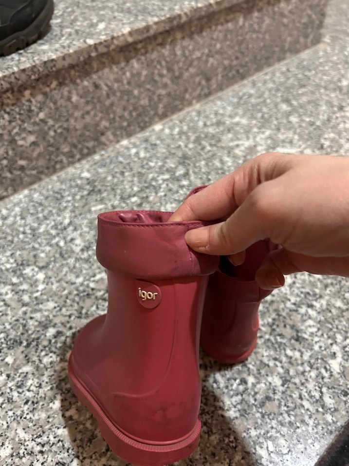 Kız Çocuk Kırmızı Lastik Çizme Tokalı - Görsel 4