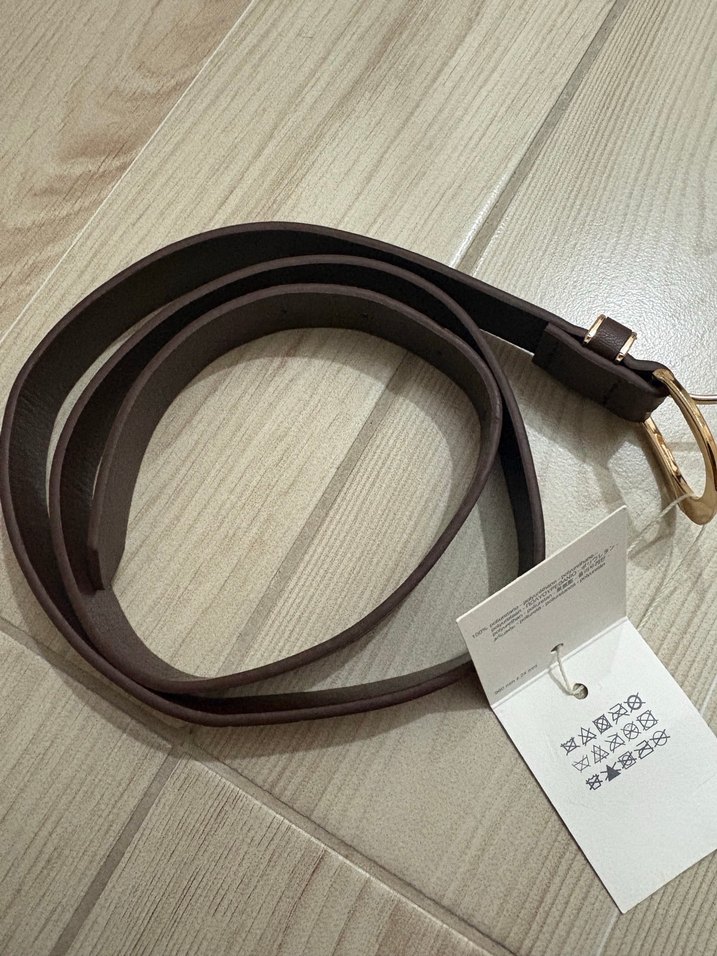 ZARA Kahverengi Deri Kadın Kemer - Görsel 3