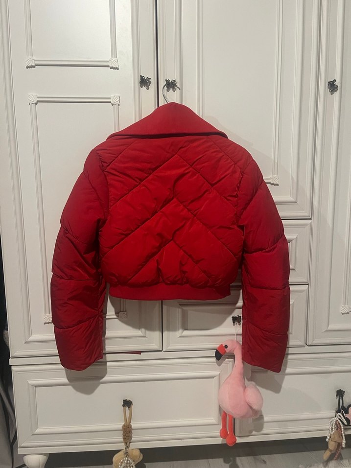 Kırmızı Mini Kadın Kışlık Mont - Görsel 2