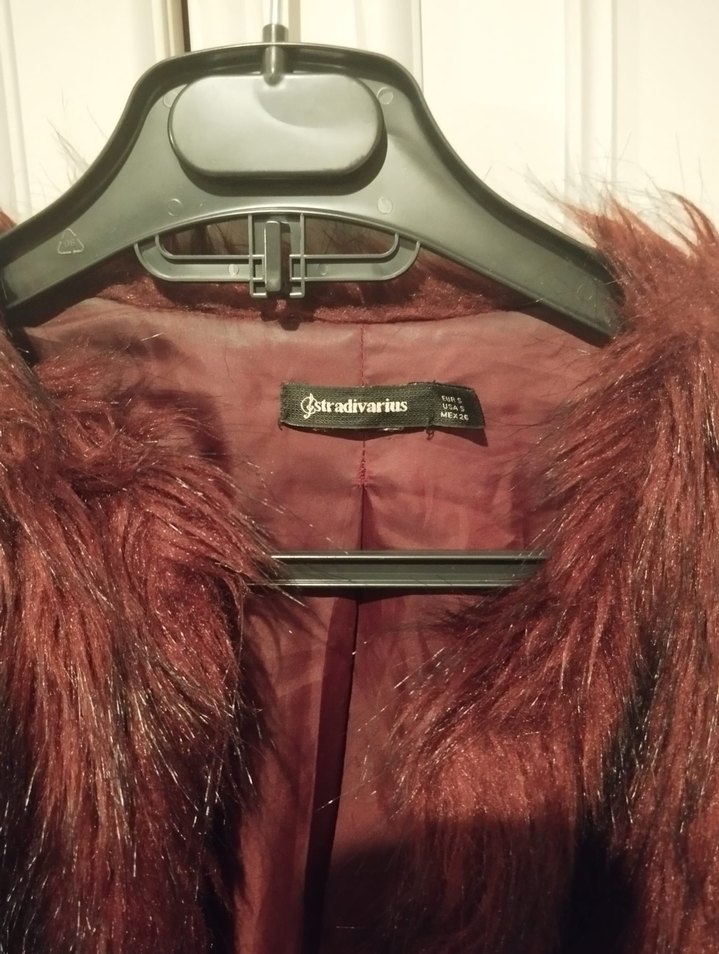 Bordo Kadın Suni Kürk Ceket - Görsel 3