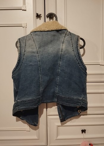 Kürk Detaylı Kolsuz Kot Yelek - Görsel 2