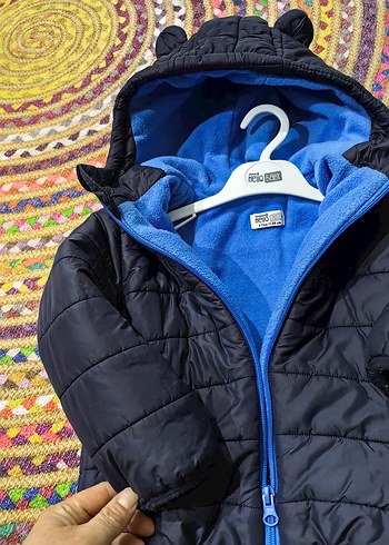 Erkek Çocuk Mavi Fermuarlı Kapüşonlu Mont - Görsel 6