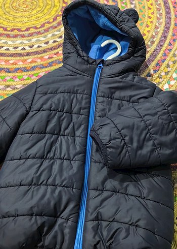 Erkek Çocuk Mavi Fermuarlı Kapüşonlu Mont - Görsel 3