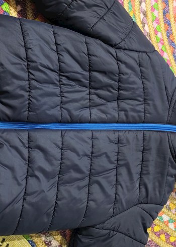 Erkek Çocuk Mavi Fermuarlı Kapüşonlu Mont - Görsel 2