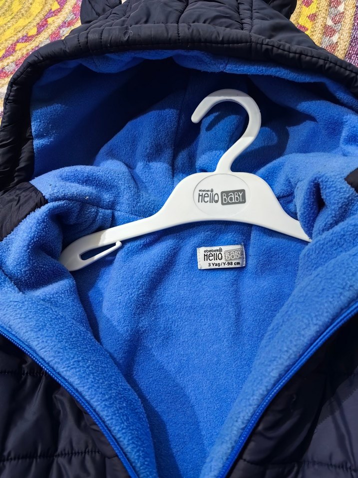 Erkek Çocuk Mavi Fermuarlı Kapüşonlu Mont - Görsel 5