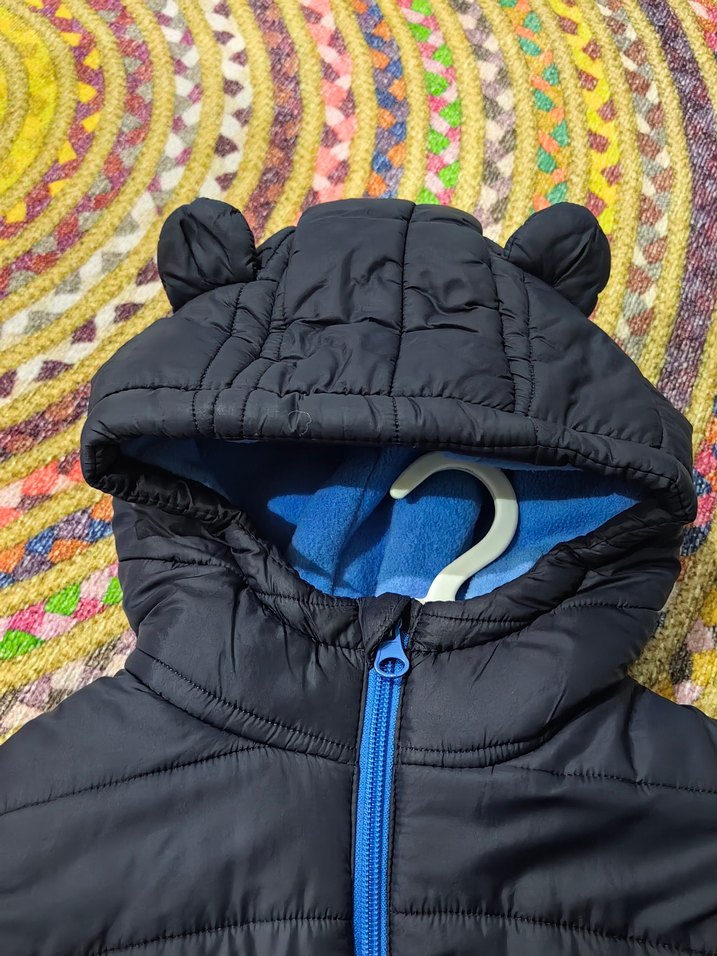 Erkek Çocuk Mavi Fermuarlı Kapüşonlu Mont - Görsel 4