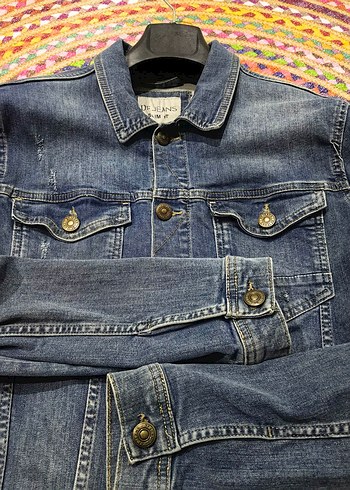 Düğmeli Mavi Kadın Denim Ceket - Görsel 3