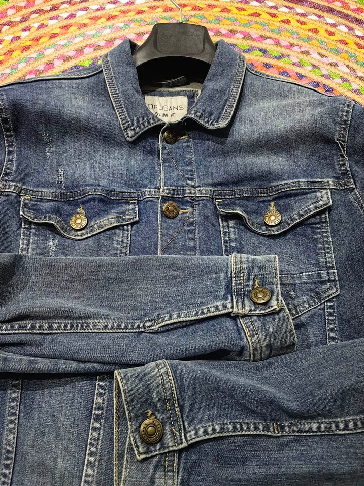 Düğmeli Mavi Kadın Denim Ceket - Görsel 3