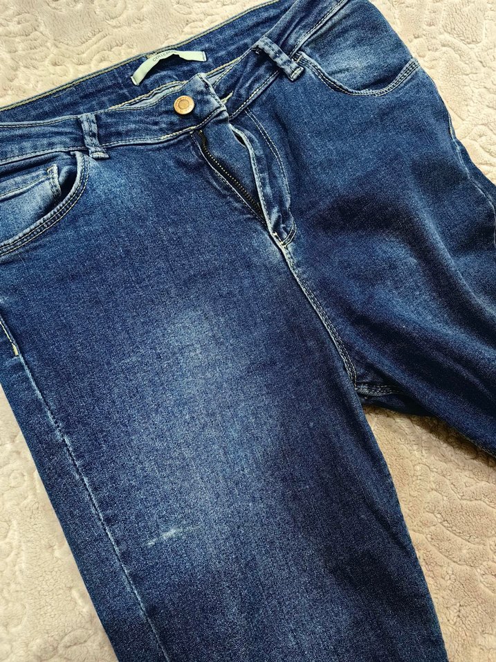 Lacivert Midi Kadın Denim Pantolon - Görsel 5