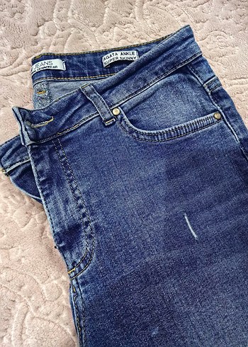 Renkli Batik Desenli Kadın Kot Pantolon - Görsel 3