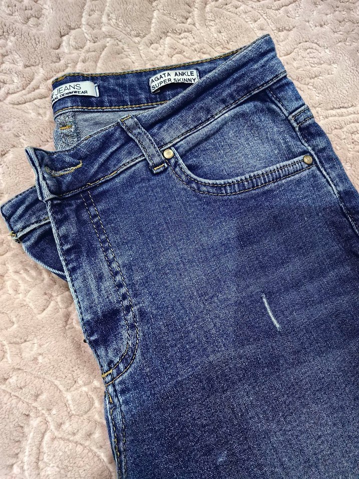 Renkli Batik Desenli Kadın Kot Pantolon - Görsel 3