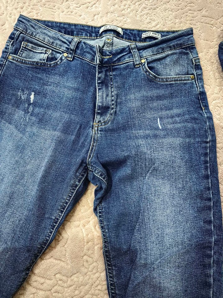 Renkli Batik Desenli Kadın Kot Pantolon - Görsel 5