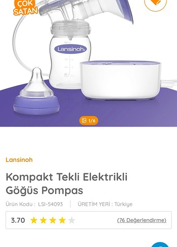 Lansinoh Kompakt Tekli Elektrikli Göğüs pompası