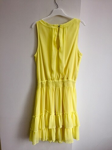 15-16 Yaş Beden sarı Renk Şifon abiye elbise