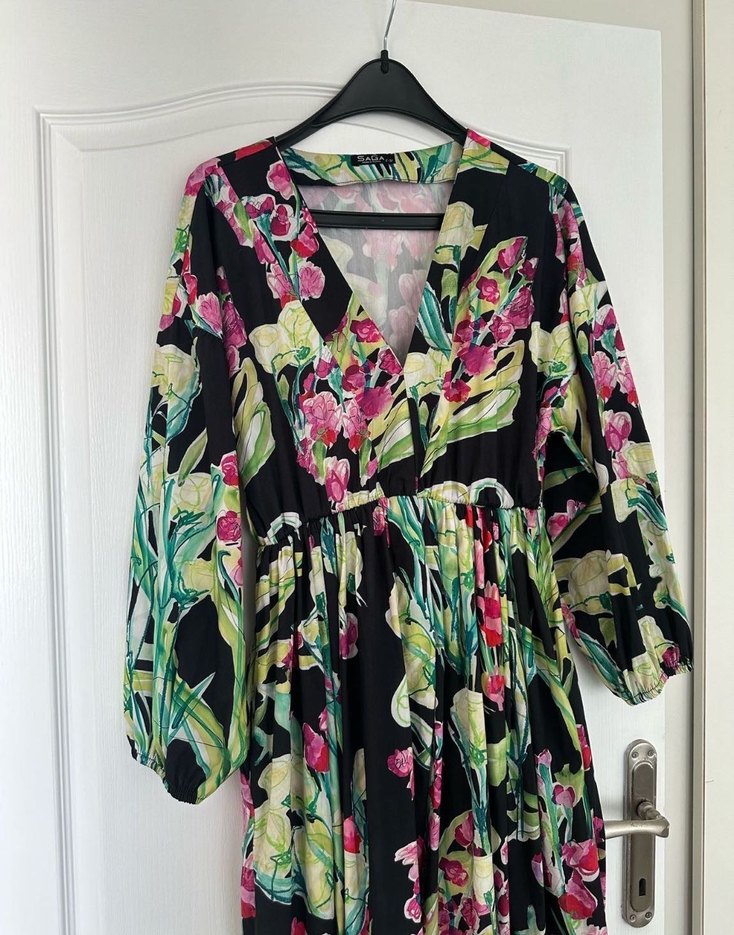 Çiçek Desenli Bohem Uzun Elbise - Görsel 2