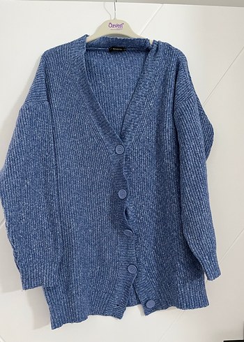 Mavi Triko Midi Hırka, Rahat Kesim - Görsel 2