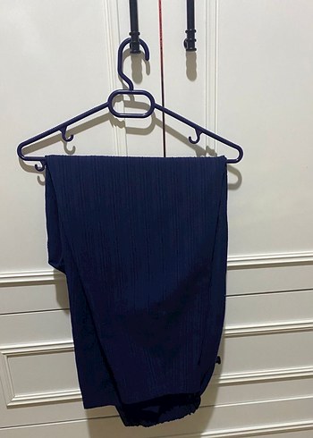 Kadın Lacivert Keten Pilili takım - Görsel 2