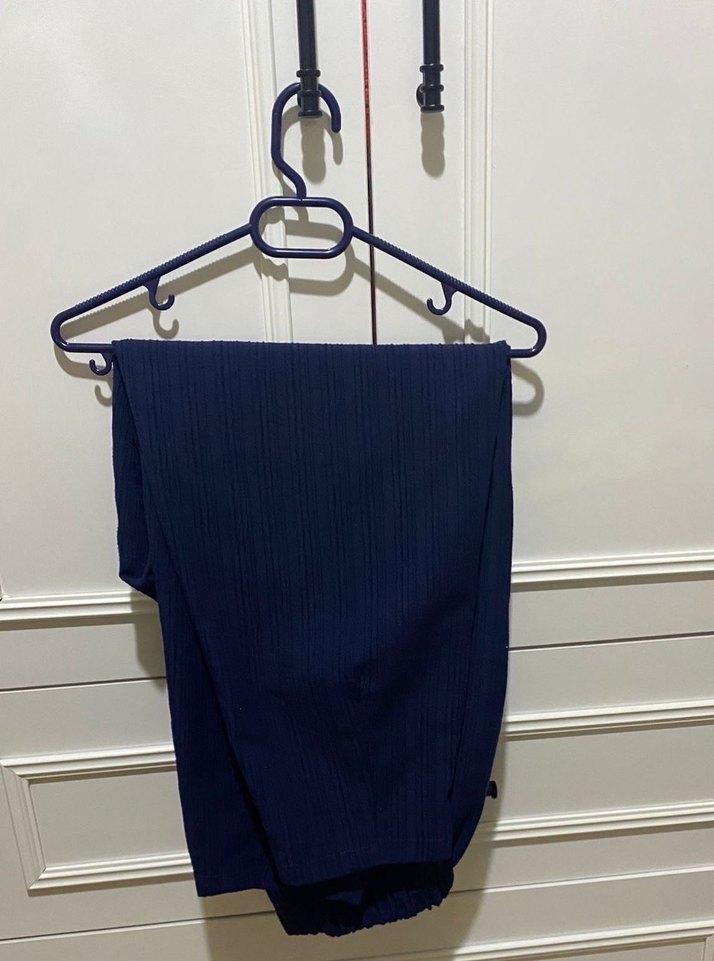 Kadın Lacivert Keten Pilili takım - Görsel 2