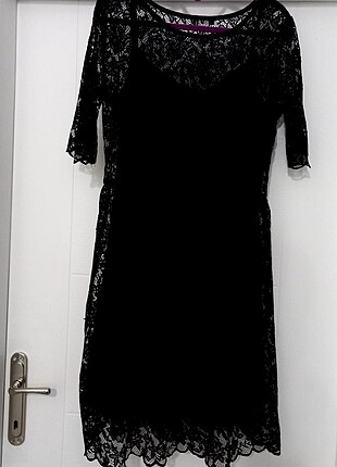 40 Beden siyah Renk Dantelli elbise