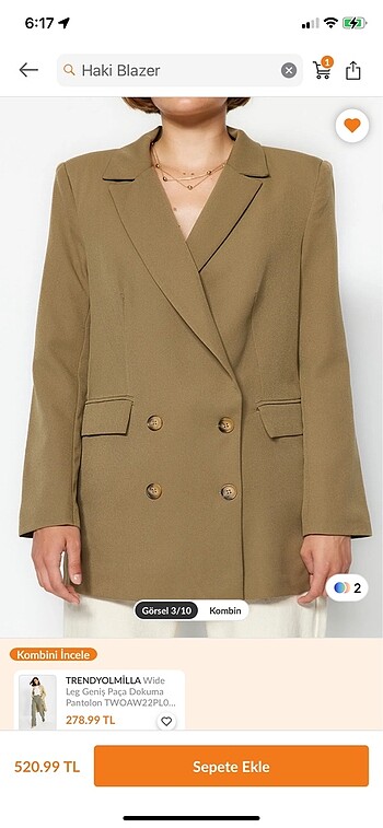 Haki blazer ceket