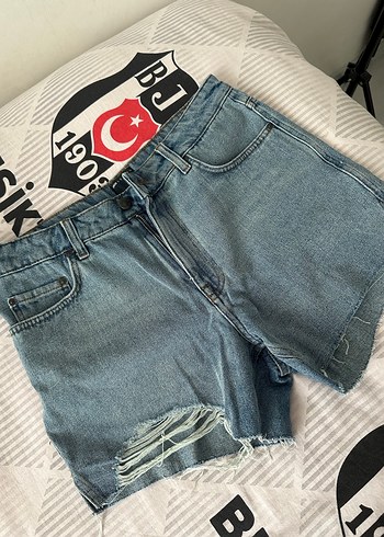 Kadın Mavi Kot Mini Şort - Görsel 2