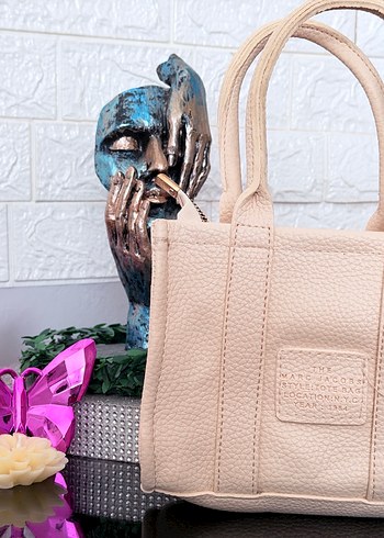 The tote bag bej deri çanta - Görsel 3