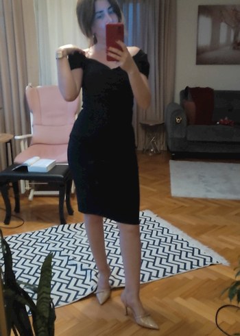 s Beden Siyah Straplez Gotik Midi Elbise